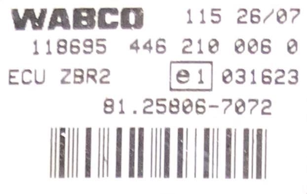 Sterownik ZBR2 WABCO 81.25806-7072 MAN TGL TGM TGA TGX EBS - obrazek 3